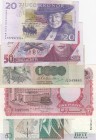 Mix Lot, (Total 5 banknotes)
Nigeria 1 Pound, 1967, p8, AUNC; Scotland 1 Pound, 1982, p211, VF; Sweden 20 Kronor, 1997, p63, VF; Mexico 50 Pesos, 199...