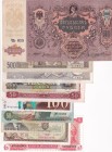 Mix Lot, (Total 10 banknotes)
Belgium 20 Francs, 1964, VF; Yugoslavia 10 Dinara, 1981, VF; Angola 50 Escudos, 1972, VF; Russia 1.000 Rubles, 1991, XF...
