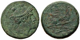 Anonime - Semuncia (217-215 a.C.) Testa di Mercurio a d. - R/ Prua a d., sopra, ROMA - Cr. 38/5 AE (g 13,36) 
BB