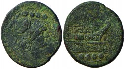Anonime - Triens (215-212 a.C.) Testa di Minerva a d. - R/ Prua a d., sopra, ROMA &ndash; Cr. 41/7b AE (g 22,91) Corroso
MB