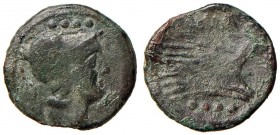Anonime - Triens (dopo il 211 a.C.) Testa di Minerva a d. - R/ Prua a d., sopra, ROMA - Cr. 56/4 AE (g 5,00) 
MB