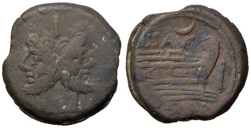 Repubblica - L. Saufeius (152 a.C.) Asse - Testa di Giano - R/ Prua a d. - Cr. 2...