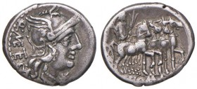 Caecilia - Q. Caecilius Metellus - Denario (130 a.C.) Testa di Roma a d. - R/ Giove su quadriga a d., in esergo, ROMA - B. 21; Cr. 256/1 AG (g 3,97)
...