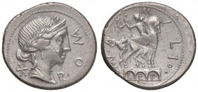 Aemilia - Man. Aemilius Lepidus - Denario (114-113 a.C.) Busto di Roma a d. - R/ Statua equestre su tre arcate - B. 7; Cr. 291/1 AG (g 3,94) Graffio p...
