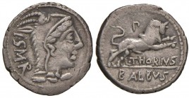 Thoria - L. Thorius Balbus - Denario (105 a.C) Testa di Giunone Lanuvia a d. - R/ Toro rampante a d. - B. 1; Cr. 316/1 AG (3,89)
qBB