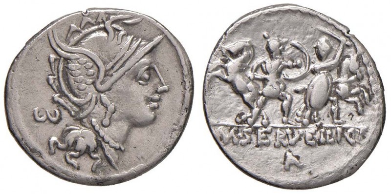 Servilia - M. Servilius - Denario (100 a.C.) Testa di Roma a d. - R/ Scena di co...