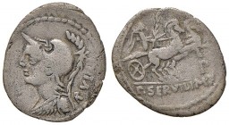 Servilia - P. Servilius M. f. Rullus - Denario (100 a.C.) Busto di Pallade a s. - R/ La Vittoria su biga a d. - B. 14; Cr. 328/1 AG (g 3,48)
MB+/qBB