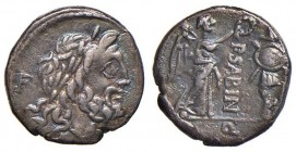 Vettia - P. Vettius Sabinus - Quinario (99 a.C.) Testa laureata di Giove a d. - R/ La Vittoria stante a d. incorona un trofeo - B. 1; Cr. 331/1 AG (g ...