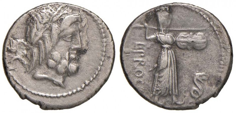 Procilia - L. Procilius - Denario (80 a.C.) Testa di Giove a d. - R/ Giunone Sos...