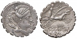 Claudia - Ti. Claudius - Denario (79 a.C.) Busto di Diana a d. - R/ La Vittoria su biga a d. - B. 5/6; Cr. 383/1 AG (g 3,89) Campi ritoccati
qSPL