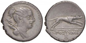 Postumia - C. Postumius - Denario (74 a.C.) Busto di Diana a d. - R/ Cane a d. - B. 9; Cr. 394/1 AG (g 3,71)
BB