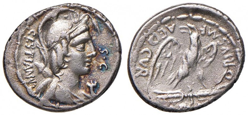 Plaetoria - M. Plaetorius M. f. Cestianus - Denario (67 a.C.) Busto della dea Va...