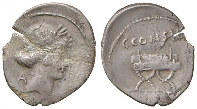 C. Considius Paetus - Denario (46 a.C.) Testa di Apollo a d. - R/ Sedia curule -...