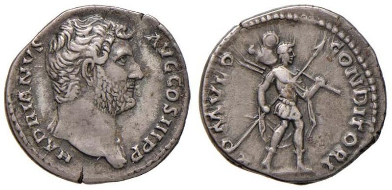 Adriano (117-138) Denario - Testa a d. - R/ Romolo andante a d. - RIC 266 AG (g ...