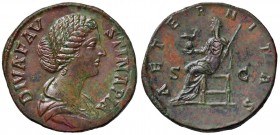 Faustina II (moglie di Marco Aurelio) Sesterzio - R/ L’Eternità seduta a s. - RIC 1696 AE (g 24,41) Ritoccata al R/ ma splendido esemplare 
SPL+