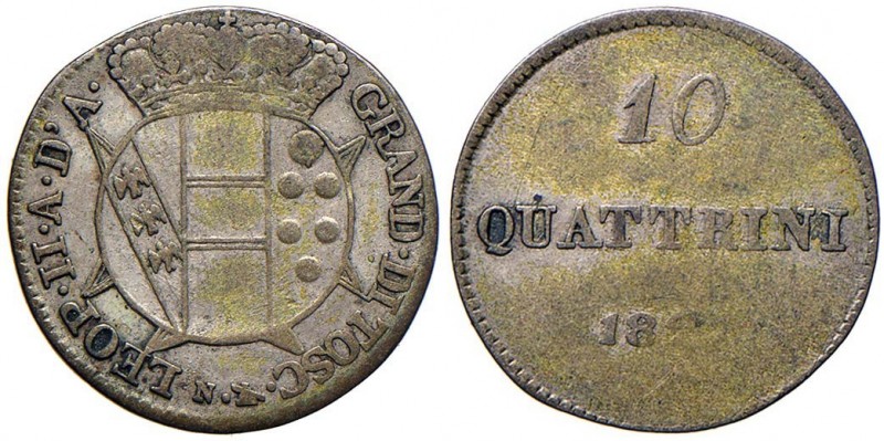 FIRENZE Leopoldo II (1824-1859) 10 Quattrini 182? - MI (g 1,63) 
qBB