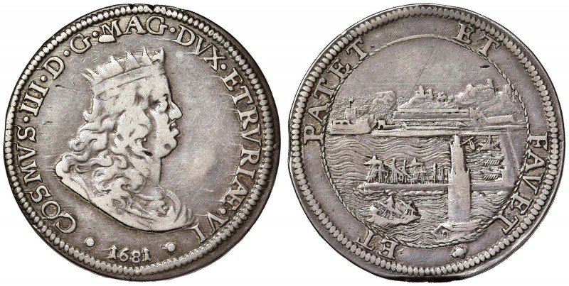 LIVORNO Cosimo III (1670-1723) Tollero 1681 - MIR 64/4 (indicato R/3) AG (g 26,8...