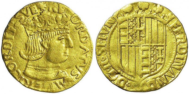 NAPOLI Ferdinando I (1458-1494) Ducato &ndash; MIR 64 AU (g 3,44) RR Modesta ond...