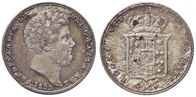 NAPOLI Ferdinando II (1830-1859) 20 Grana 1855 - Magliocca 620 AG (g 4,62) Belli...