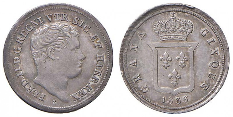 NAPOLI Ferdinando II (1830-1859) 5 Grana 1836 - MIR 516 AG (g 1,16)
SPL/SPL+