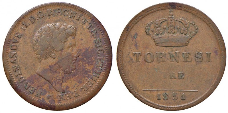 NAPOLI Ferdinando II (1830-1859) 3 Tornesi 1851 - Magliocca 726 CU (g 9,96) R
q...