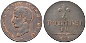 NAPOLI Francesco II (1859-1860) 10 Tornesi 1859 - Magliocca 809 Cu (g 31,21) Tracce di rame rosse
BB