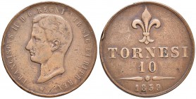 NAPOLI Francesco II (1859-1860) 10 Tornesi 1859 - Gig. 4 CU (g 30,45) Colpo al bordo 
BB