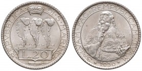 SAN MARINO 20 lire 1936 - Gig. 6 AG (g 14,98) Minimi graffietti di pulitura
qFDC/FDC