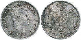 VENEZIA Napoleone (1805-1814) 5 Lire 1811 Puntali aguzzi - Gig. 110 AG (g 24,98) R Piccole screpolature e minimi colpetti al bordo. Graffietto nel cam...