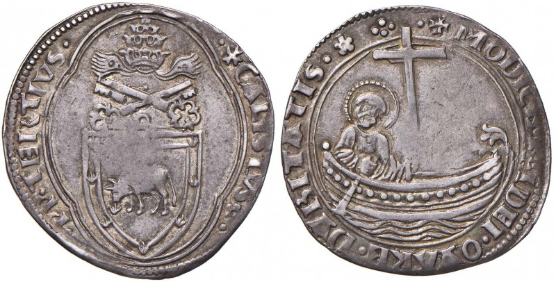 Calisto III (1455-1458) Grosso - Munt. 8 AG (g 3,79) RR Debolezza centrale di co...