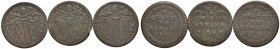 Benedetto XIV (1740-1758) Quattrino 1751, 1754, 1755 - CU Lotto di tre monete
MB-BB