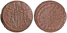 Benedetto XIV (1740-1758) Gubbio - Baiocco 1747 A. VI - Munt. 448 CU (g 14,93) Splendido esemplare in rame rosso, conservazione eccezionale per questo...