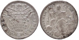 Clemente XIII (1758-1769) Doppio Giulio 1758 A. I - Munt. 15 AG (g 5,22) Modesta porosità e piccole macchie
SPL