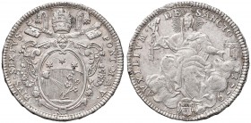 Pio VI (1774-1799) Mezzo scudo 1779 A. V - Munt. 25a AG (g 13,11) Graffietti e piccole screpolature al R/
BB+