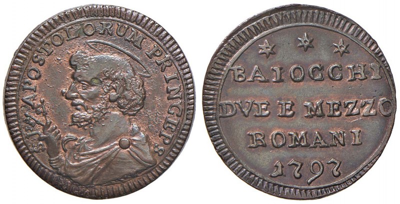 Pio VI (1775-1799) Sampietrino 1797 - CNI 346; Munt. 99a CU (g 16,16) Bella pati...