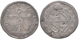 Pio VI (1774-1799) Bologna - Carlino da 5 bolognini 1779 - Munt. 233 AG (g 1,32) colpetti nel D/
qBB