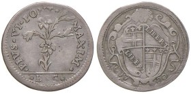 Pio VI (1774-1799) Bologna - Carlino da 5 bolognini 1780 - Munt. 230b AG (g 1,29) Mancanza di metallo al bordo
qBB
