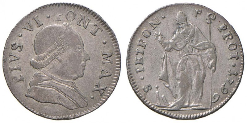 Pio VI (1774-1799) Bologna - Muraiola da 4 bolognini 1796 - Munt. 241b MI (g 3,6...