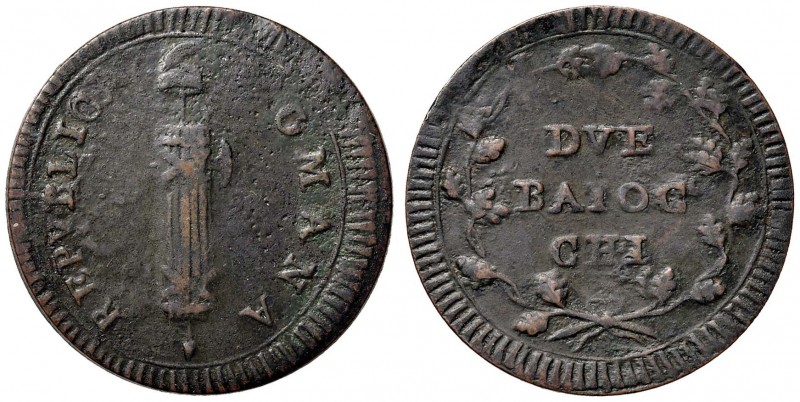 Repubblica Romana (1798-1799) 2 Baiocchi - Pagani 28 CU (g 14,72) Porosità al R/...