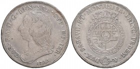 Carlo Emanuele III (1730-1773) Scudo 1755 - Nomisma 150; MIR 946a AG (g 34,70) Colpo al bordo. Con allega perizia Moruzzi attestante la conservazione ...
