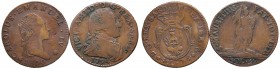 Carlo Emanuele IV (1796-1802) 7,6 Soldi 1800 - Nomisma 487 MI (g 4,36) Ondulazione di tondello. In lotto con 5 Soldi 1794
qBB