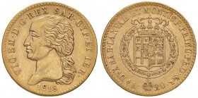 Vittorio Emanuele I (1814-1821) 20 Lire 1818 - Nomisma 510; Pag. 6 AU R
BB