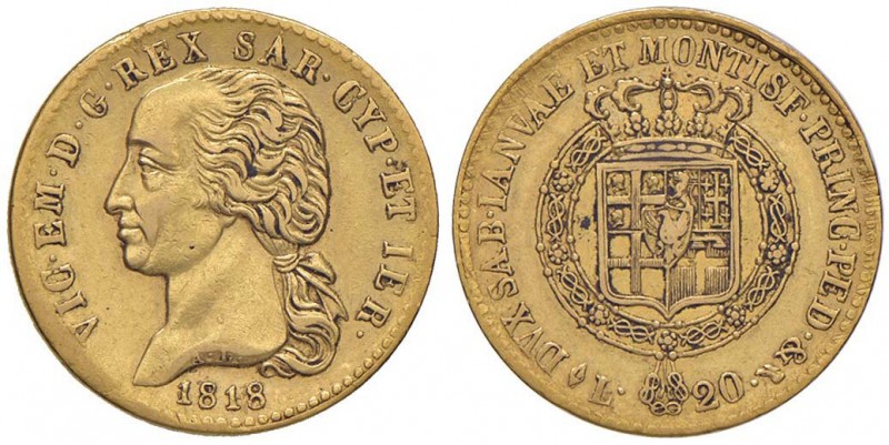 Vittorio Emanuele I (1814-1821) 20 Lire 1818 - Nomisma 510; Pag. 6 AU R Modesti ...