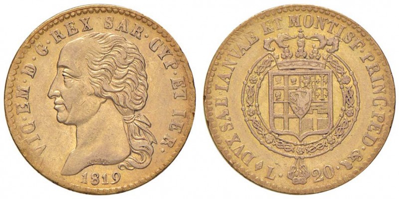 Vittorio Emanuele I (1814-1821) 20 Lire 1819 - Nomisma 511 AU R 
BB