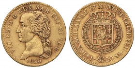 Vittorio Emanuele I (1814-1821) 20 Lire 1820 - Nomisma 512 AU R Colpetto al bordo
BB