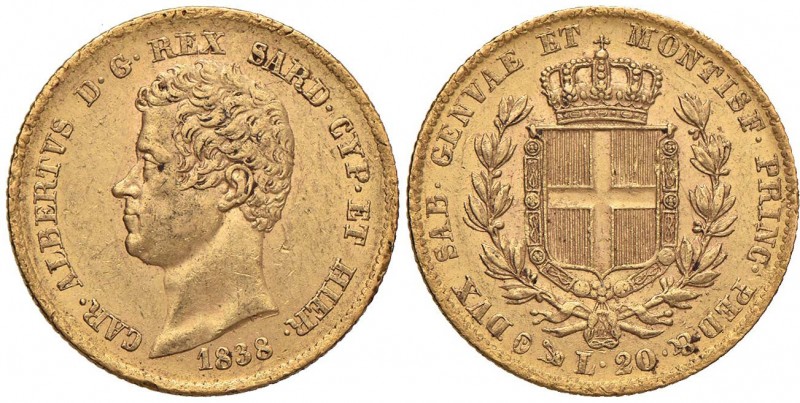 Carlo Alberto (1831-1849) 20 Lire 1838 G - Nomisma 649 AU Modesti depositi
BB+/...