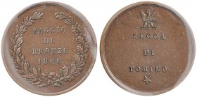 Studio per la monetazione del Regno d’Italia (1860-1861) Torino - Saggio di bronzo 1860 T - P.P. 76 CU RRR Sigillato SPL/FDC “colpetti” da Numismatica...