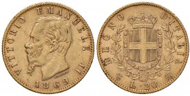 Vittorio Emanuele II (1861-1878) 20 Lire 1869 T - Nomisma 856 AU
MB/MB+