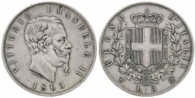 Vittorio Emanuele II (1861-1878) 5 Lire 1865 Torino - Nomisma 882 AG R Graffietti diffusi
qBB