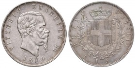 Vittorio Emanuele II (1861-1878) 5 Lire 1870 R - Nomisma 887 AG R
BB
